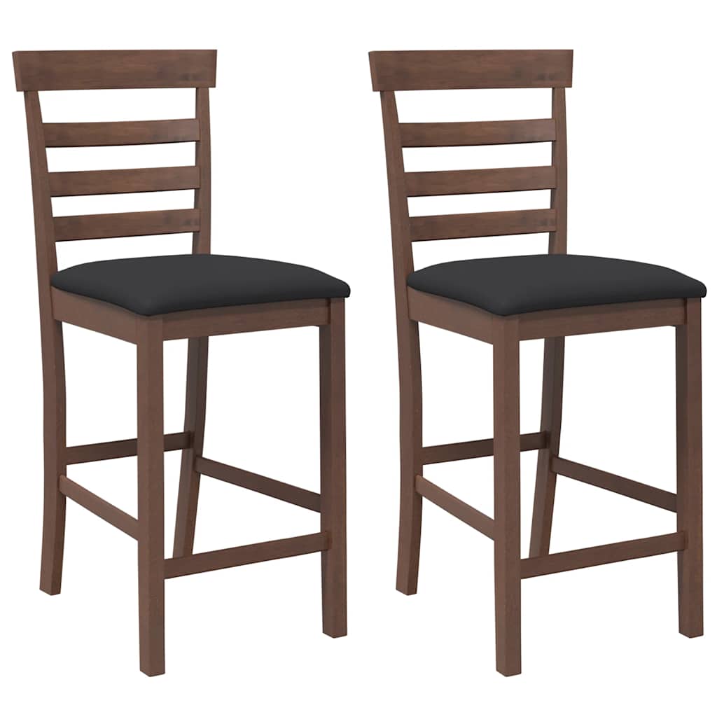 Barhocker mit Kissen 2 Stk. Braun Massivholz Gummibaum