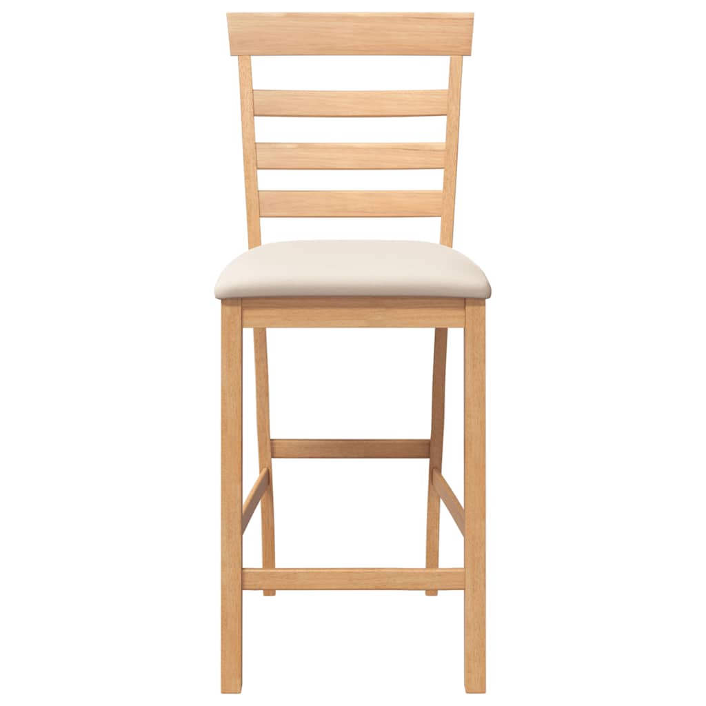 Barhocker mit Kissen 2 Stk. Natur Massivholz Gummibaum