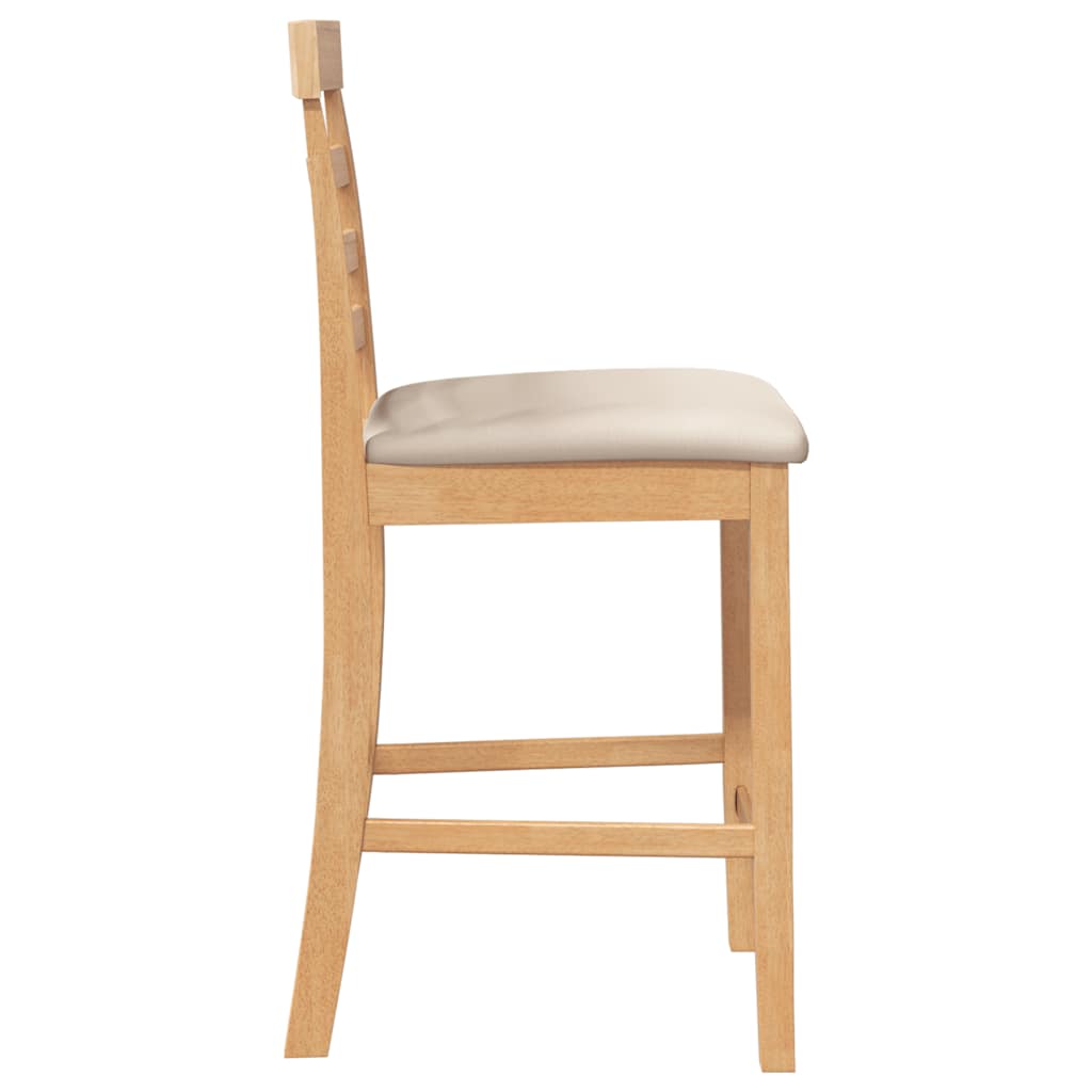 Barhocker mit Kissen 2 Stk. Natur Massivholz Gummibaum