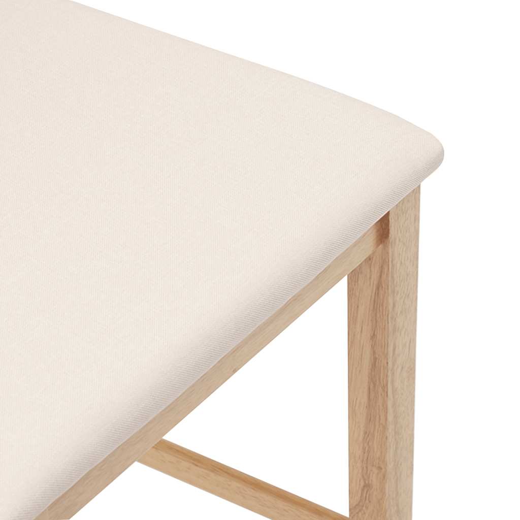 Barhocker mit Kissen 2 Stk. Natur Massivholz Gummibaum
