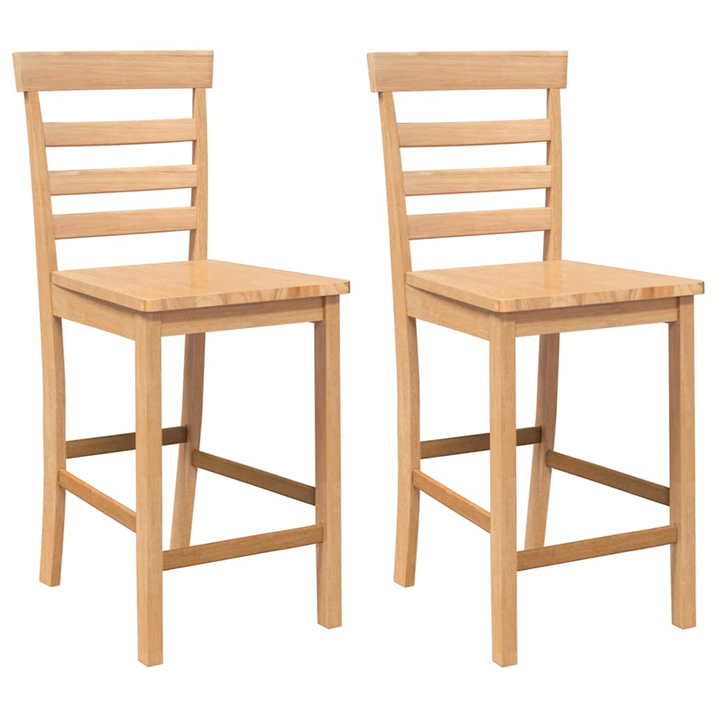 Barhocker 2 Stk. Natur Massivholz Gummibaum