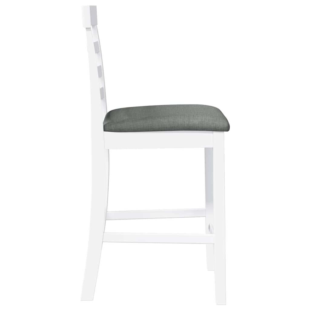 Barhocker mit Kissen 2 Stk. Weiß Massivholz Gummibaum
