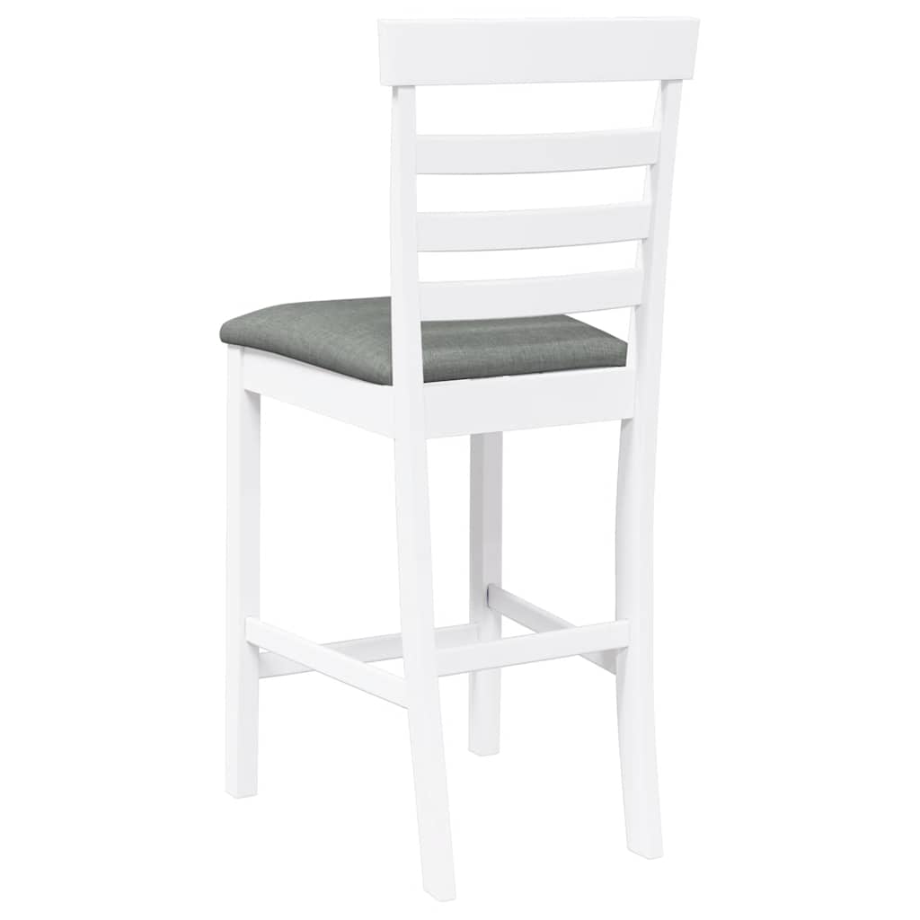 Barhocker mit Kissen 2 Stk. Weiß Massivholz Gummibaum