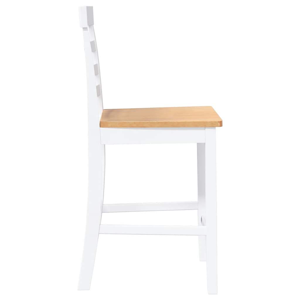 Barhocker 2 Stk. Weiß Massivholz Gummibaum