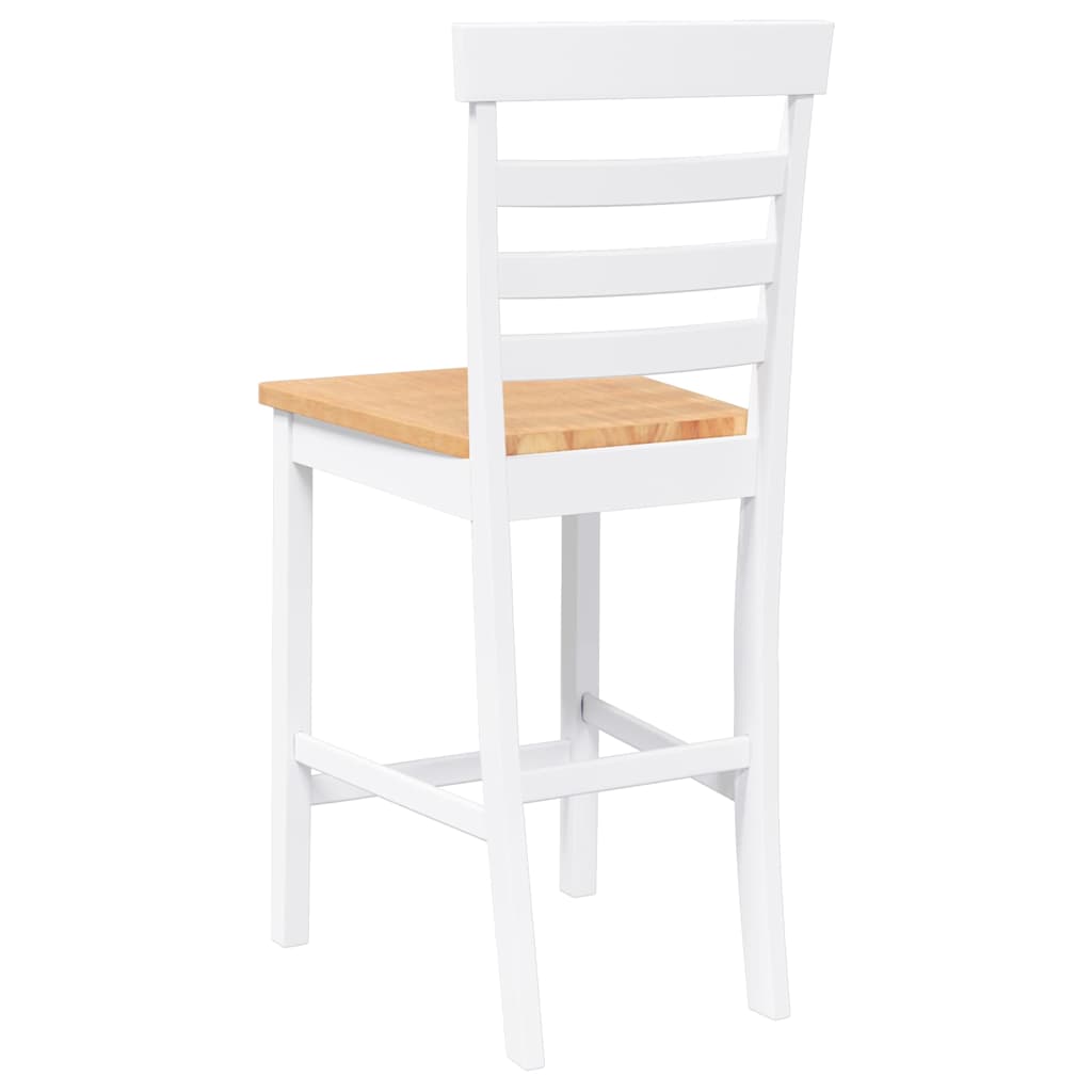 Barhocker 2 Stk. Weiß Massivholz Gummibaum