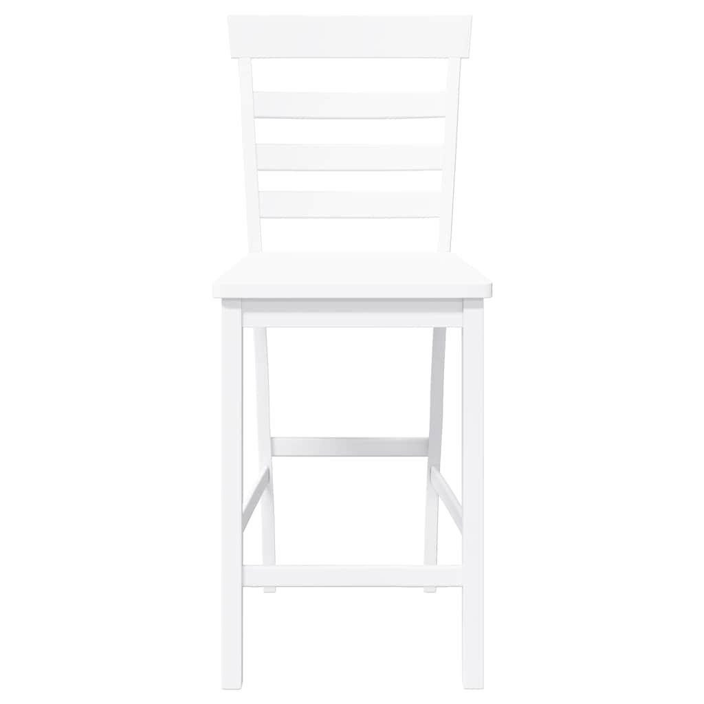 Barhocker 2 Stk. Weiß Massivholz Gummibaum