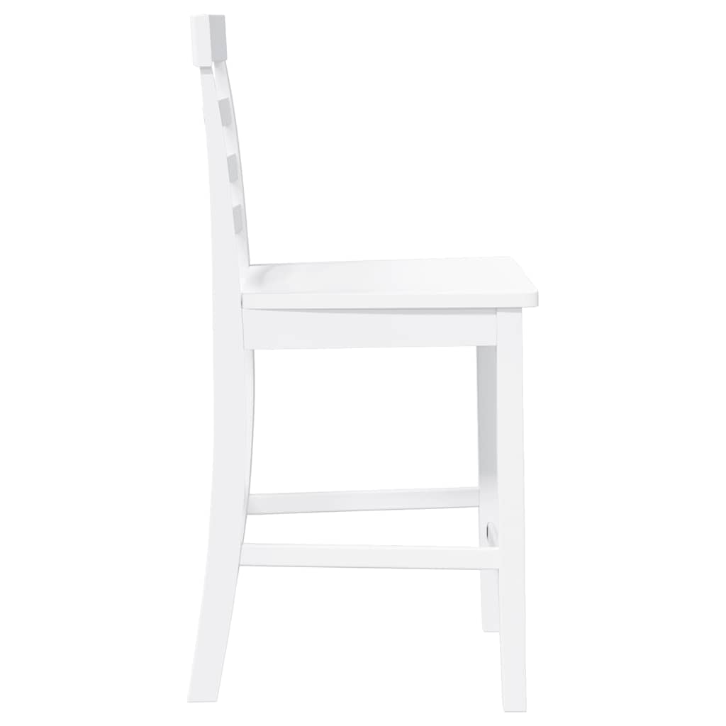 Barhocker 2 Stk. Weiß Massivholz Gummibaum