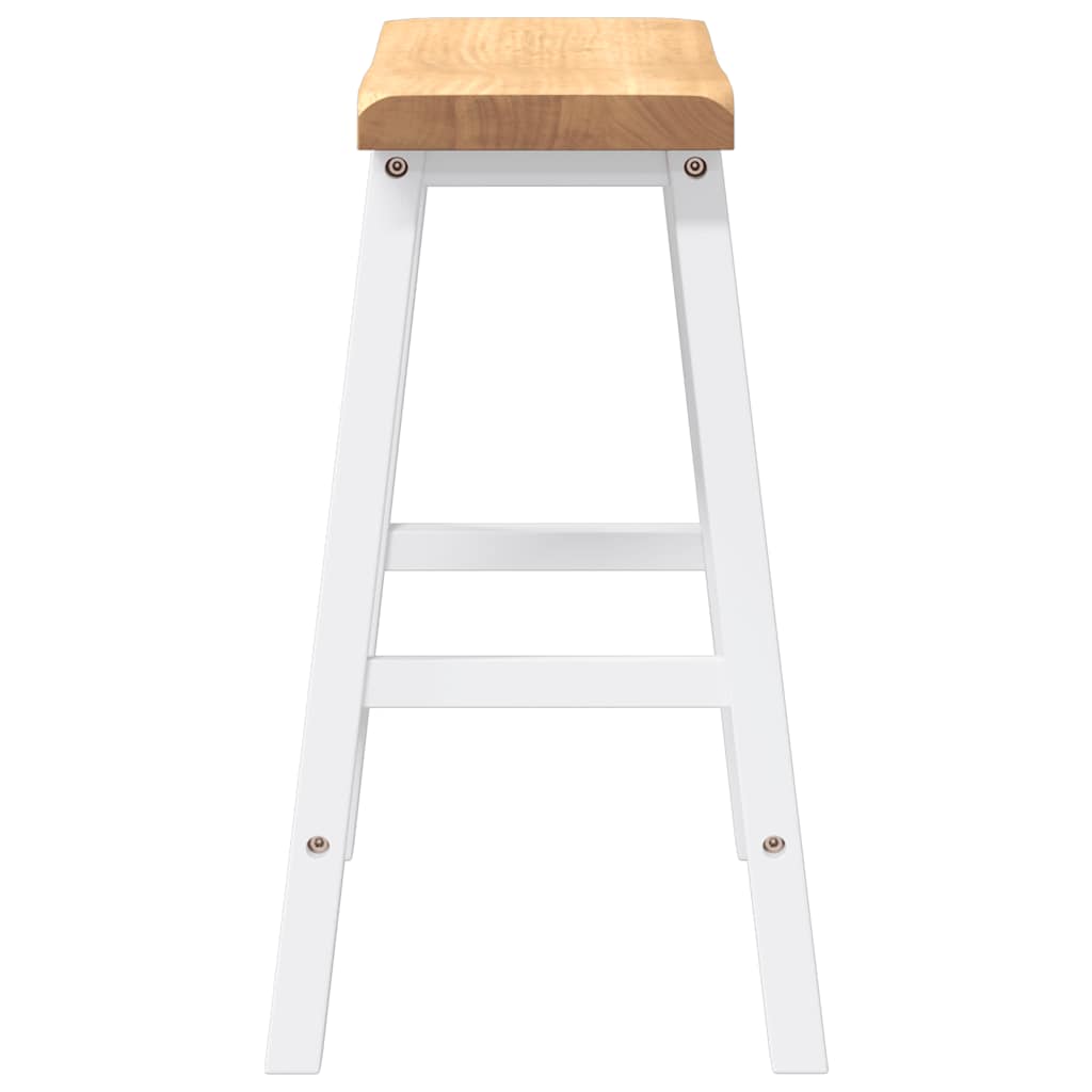 Barhocker 2 Stk. Weiß Massivholz Gummibaum