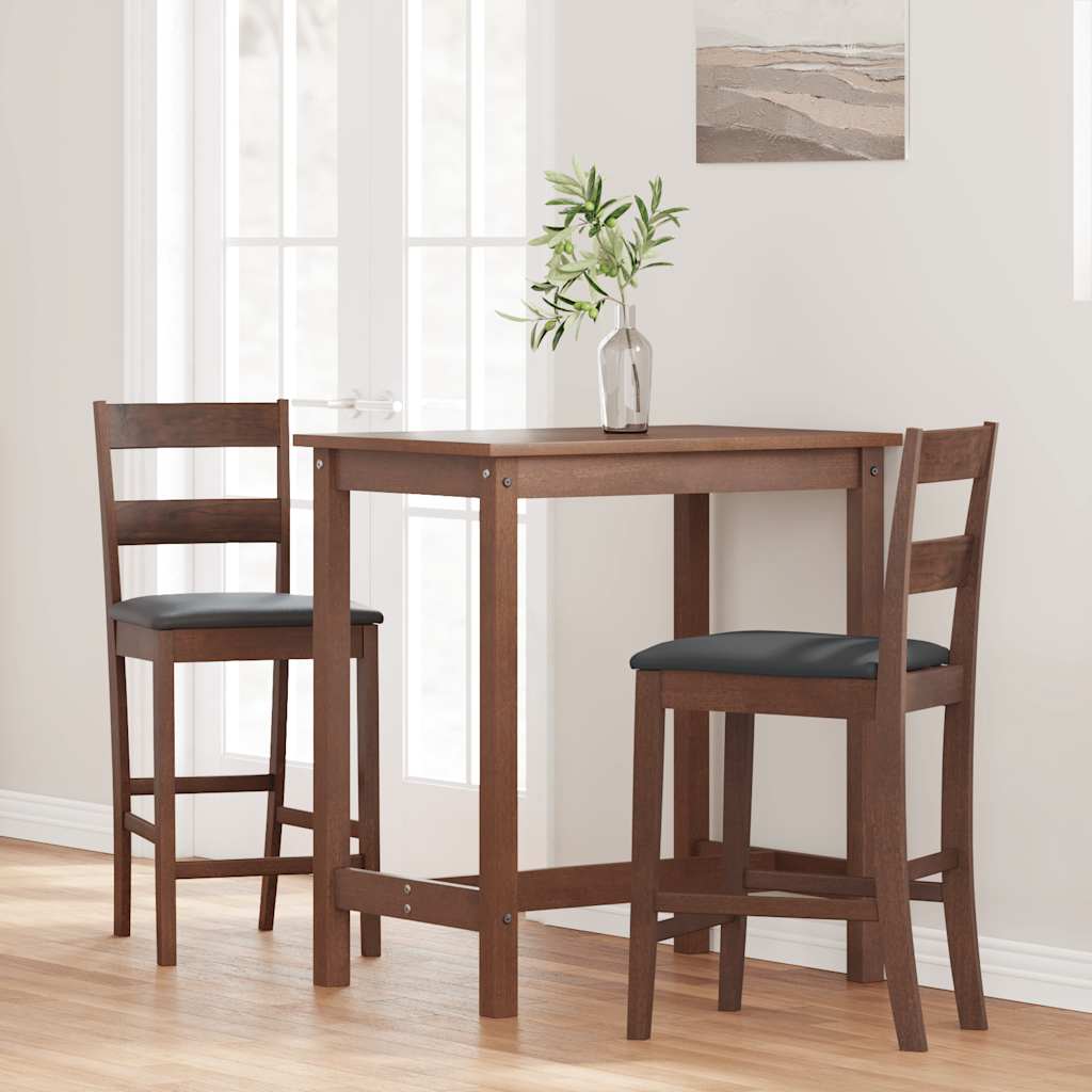 Barhocker mit Kissen 2 Stk. Braun Massivholz Gummibaum
