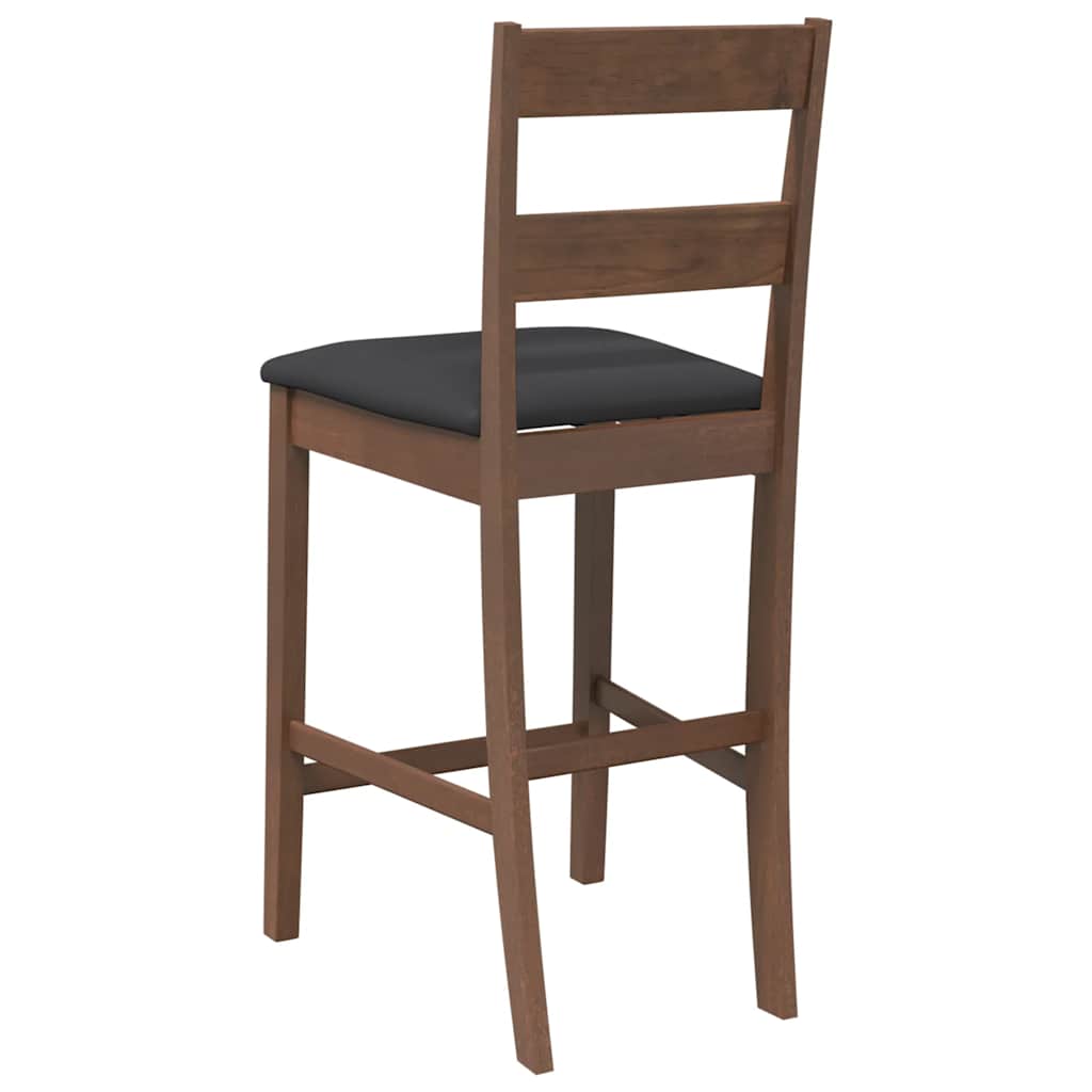 Barhocker mit Kissen 2 Stk. Braun Massivholz Gummibaum