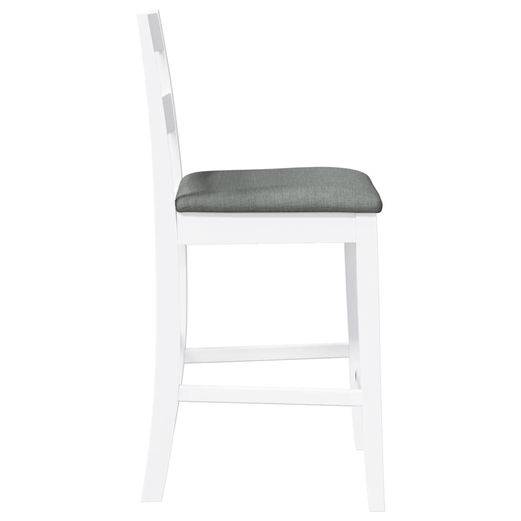 Barhocker mit Kissen 2 Stk. Weiß Massivholz Gummibaum