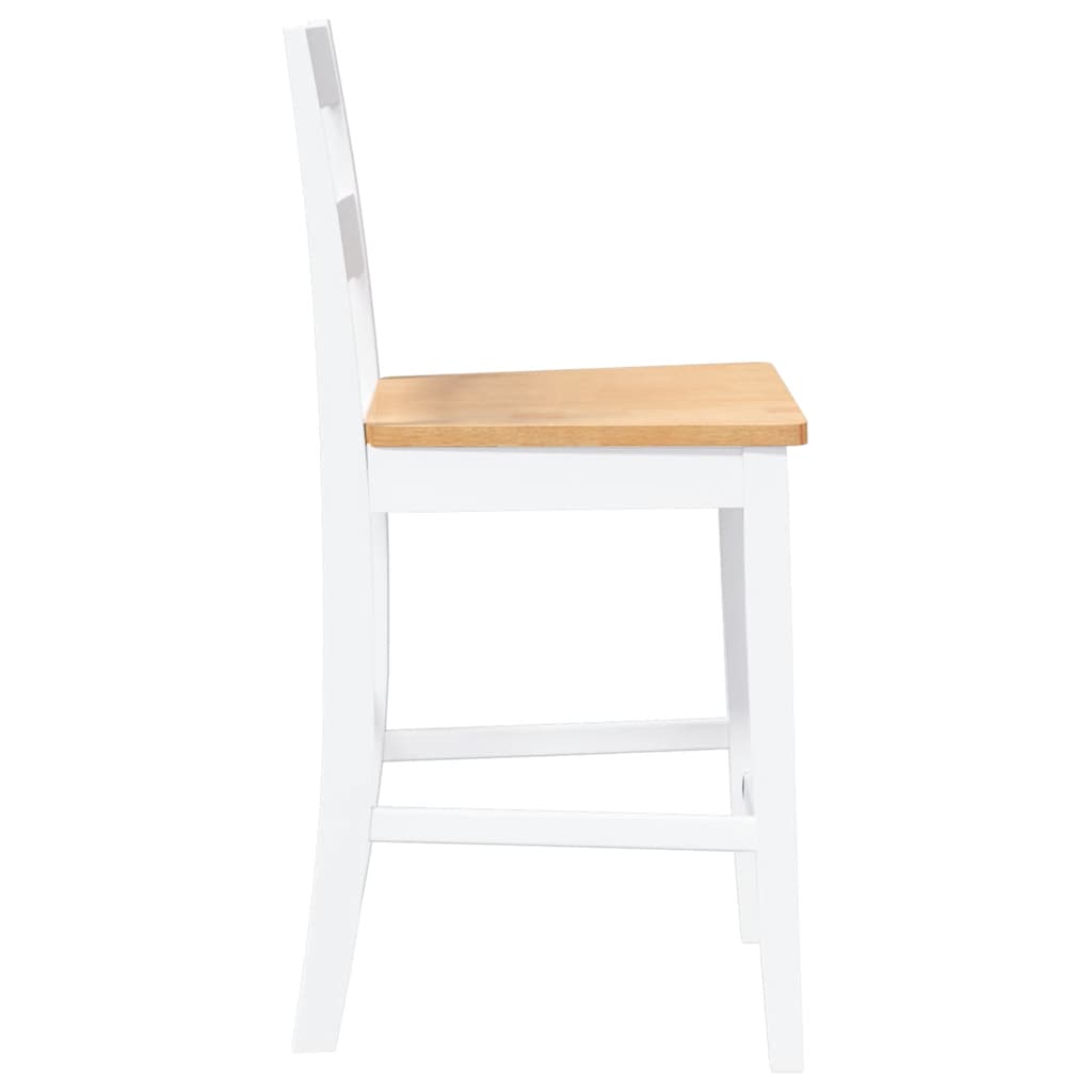 Barhocker 2 Stk. Weiß Massivholz Gummibaum