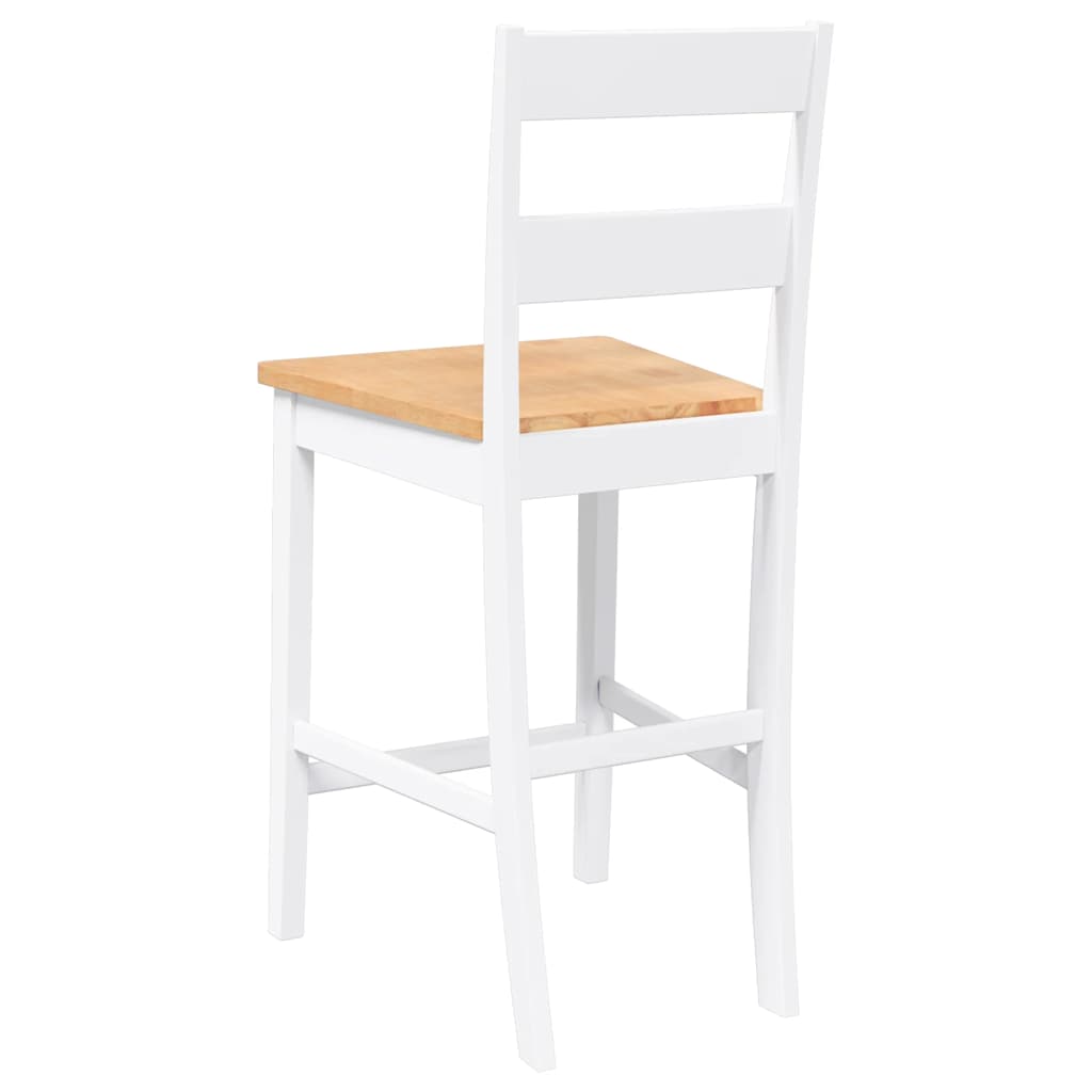 Barhocker 2 Stk. Weiß Massivholz Gummibaum