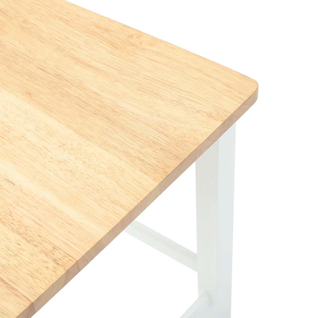 Barhocker 2 Stk. Weiß Massivholz Gummibaum