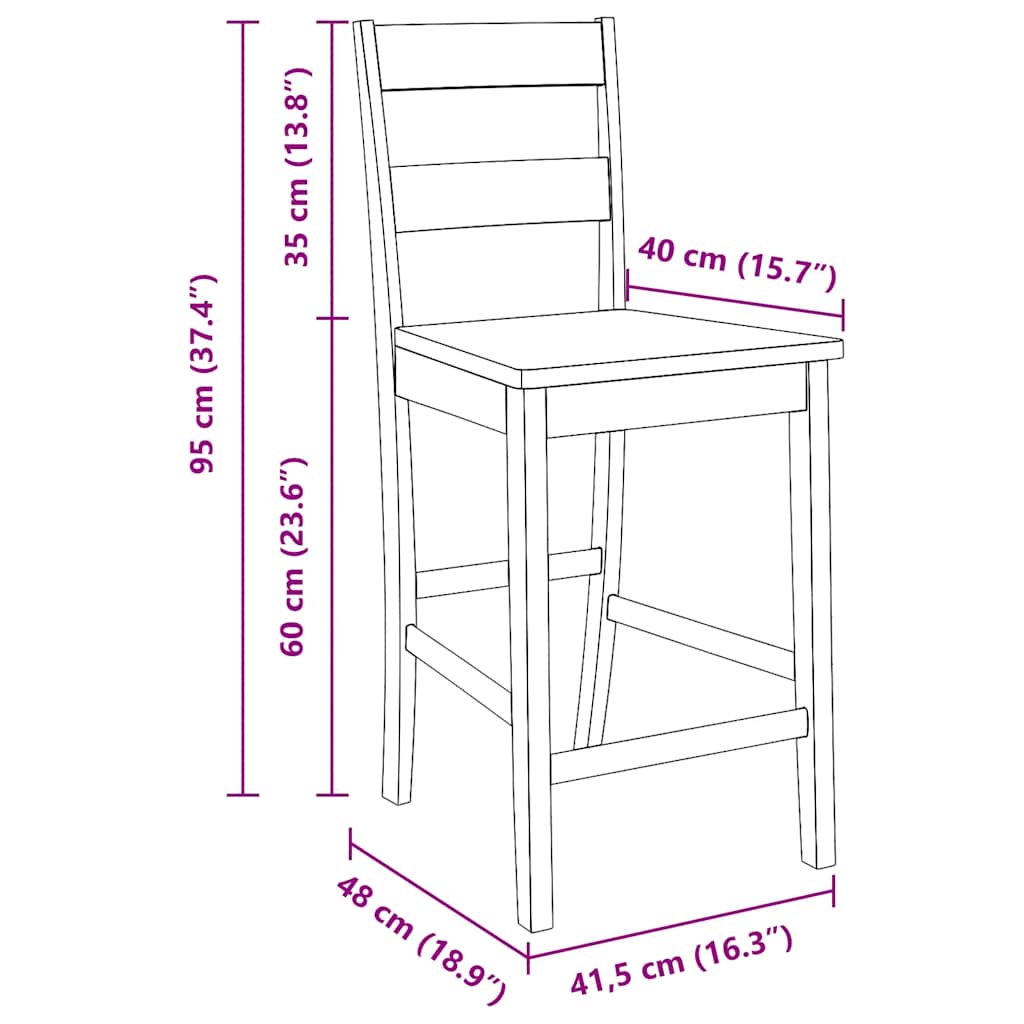 Barhocker 2 Stk. Weiß Massivholz Gummibaum