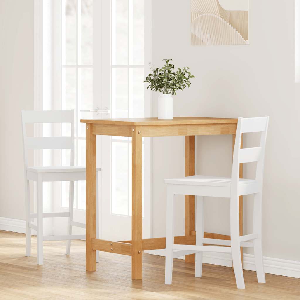 Barhocker 2 Stk. Weiß Massivholz Gummibaum