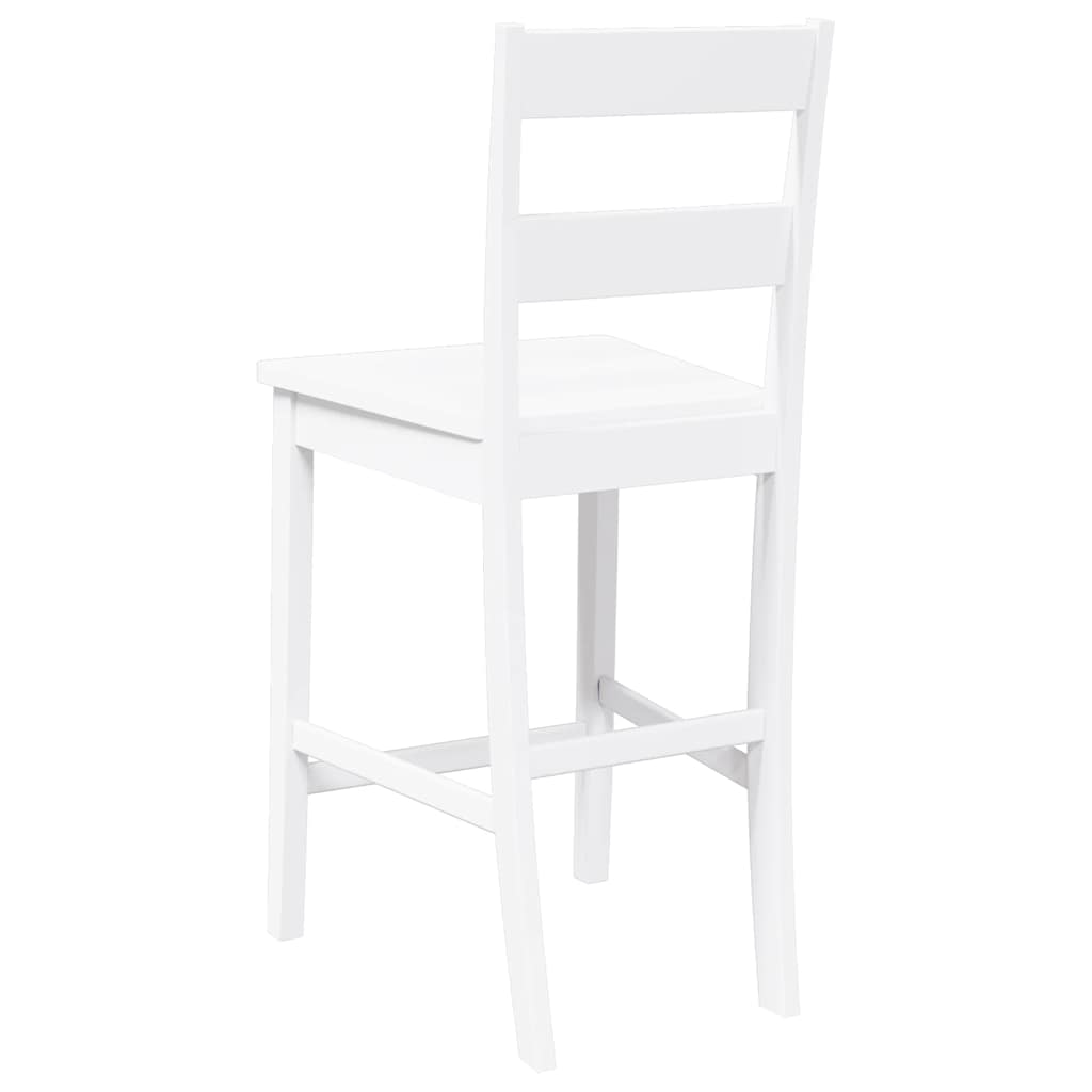Barhocker 2 Stk. Weiß Massivholz Gummibaum