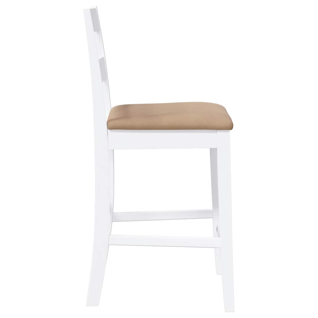 Barhocker mit Kissen 2 Stk. Weiß Massivholz Gummibaum
