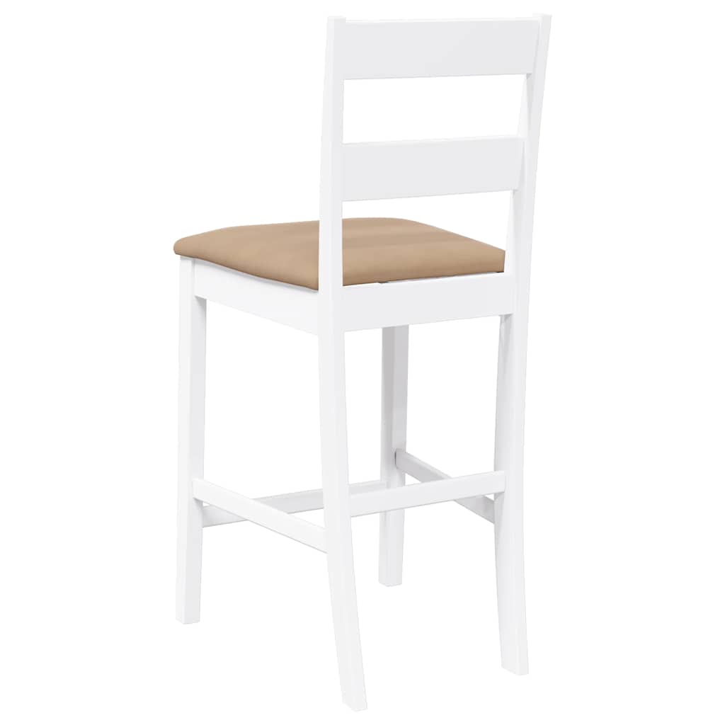 Barhocker mit Kissen 2 Stk. Weiß Massivholz Gummibaum