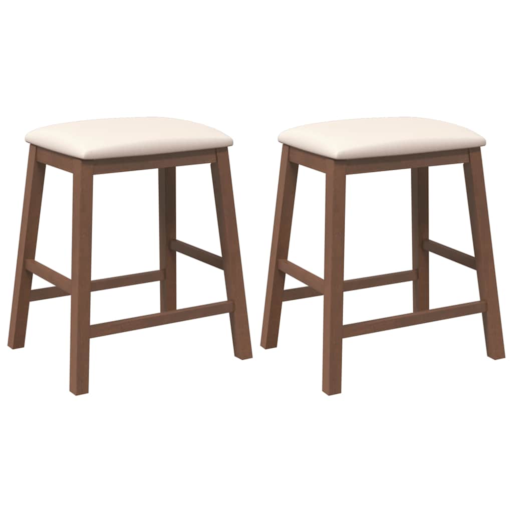 Barstühle mit Kissen 2 Stk. Braun Massivholz Gummibaum
