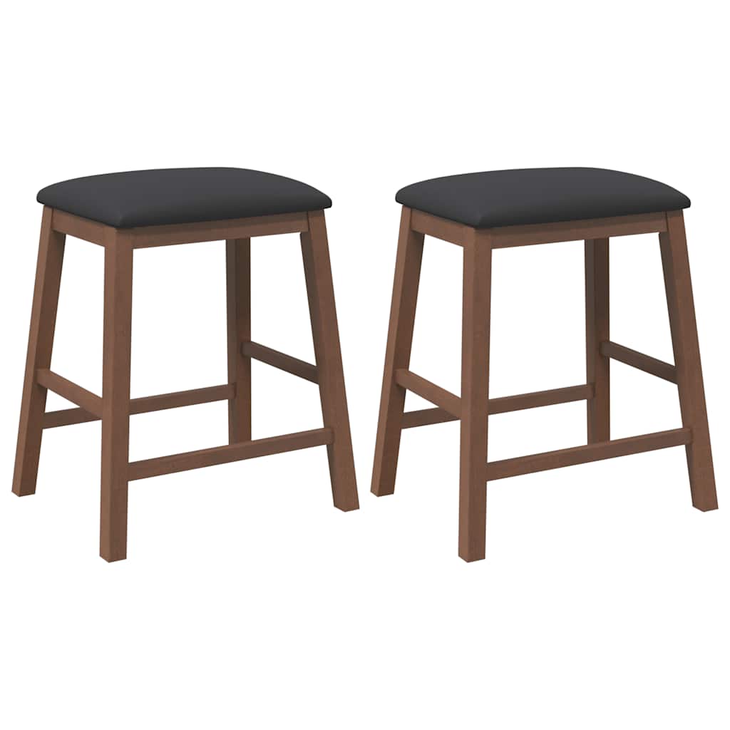 Barstühle mit Kissen 2 Stk. Braun Massivholz Gummibaum