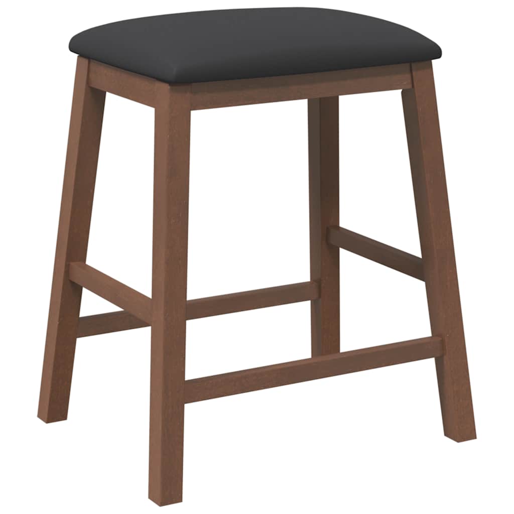 Barstühle mit Kissen 2 Stk. Braun Massivholz Gummibaum