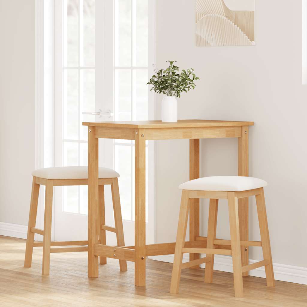 Barstühle mit Kissen 2 Stk. Massivholz Gummibaum