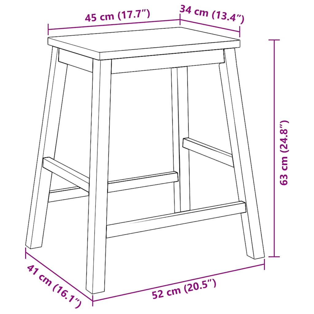 Barstühle 2 Stk. Massivholz Gummibaum