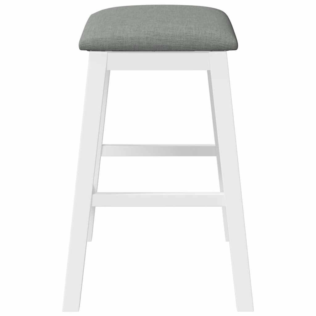 Barstühle mit Kissen 2 Stk. Weiß Massivholz Gummibaum