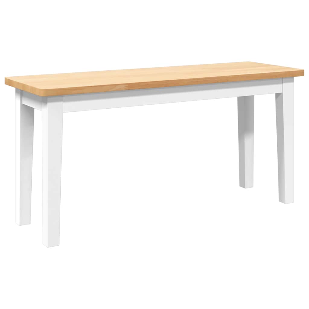 Bank 90 cm Weiß Massivholz Gummibaum