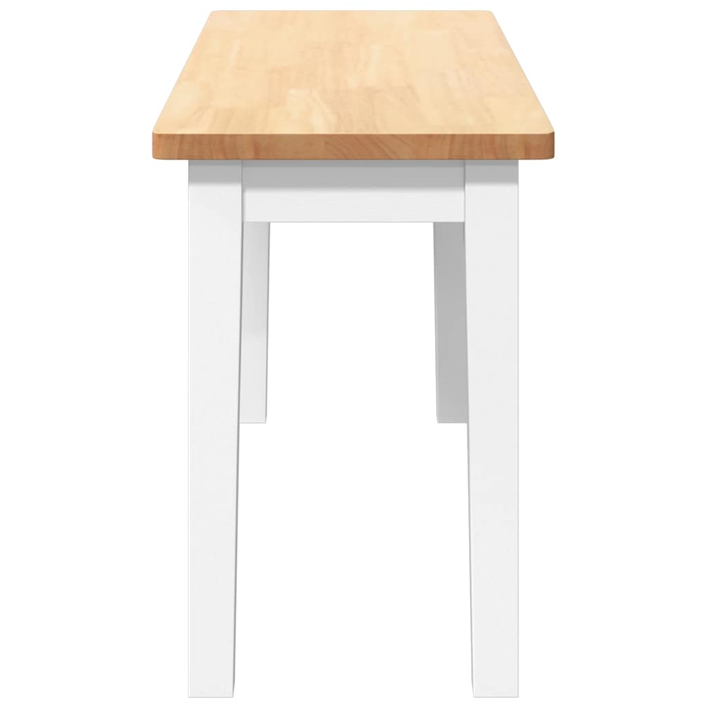 Bank 90 cm Weiß Massivholz Gummibaum