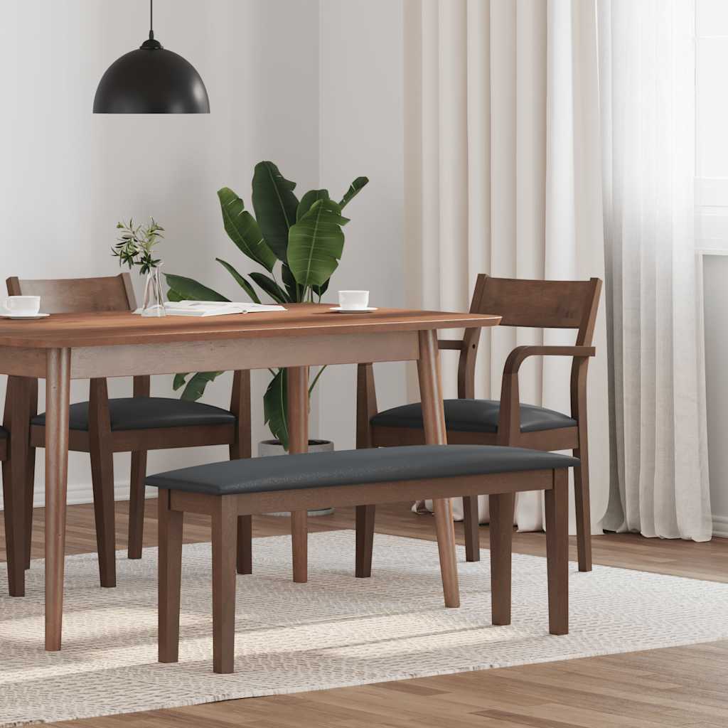 Bank 110 cm Braun Massivholz Gummibaum