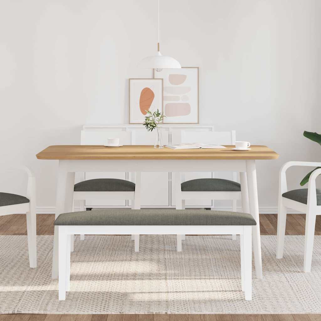 Bank 110 cm Weiß Massivholz Gummibaum