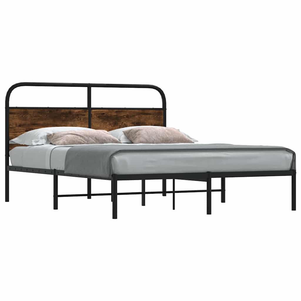 Bettgestell ohne Matratze 135x190 cm Räuchereiche Holzwerkstoff