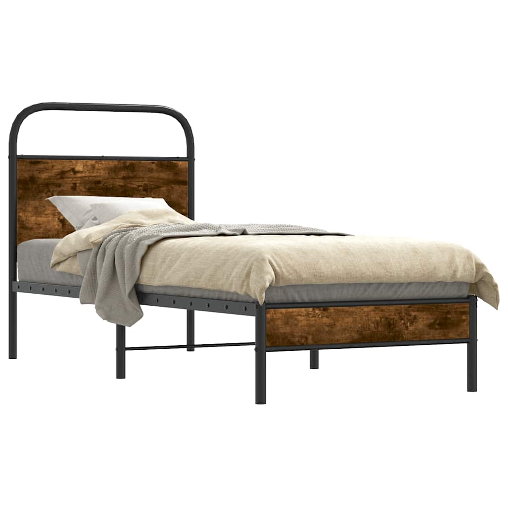 Bettgestell ohne Matratze 75x190 cm Räuchereiche Holzwerkstoff