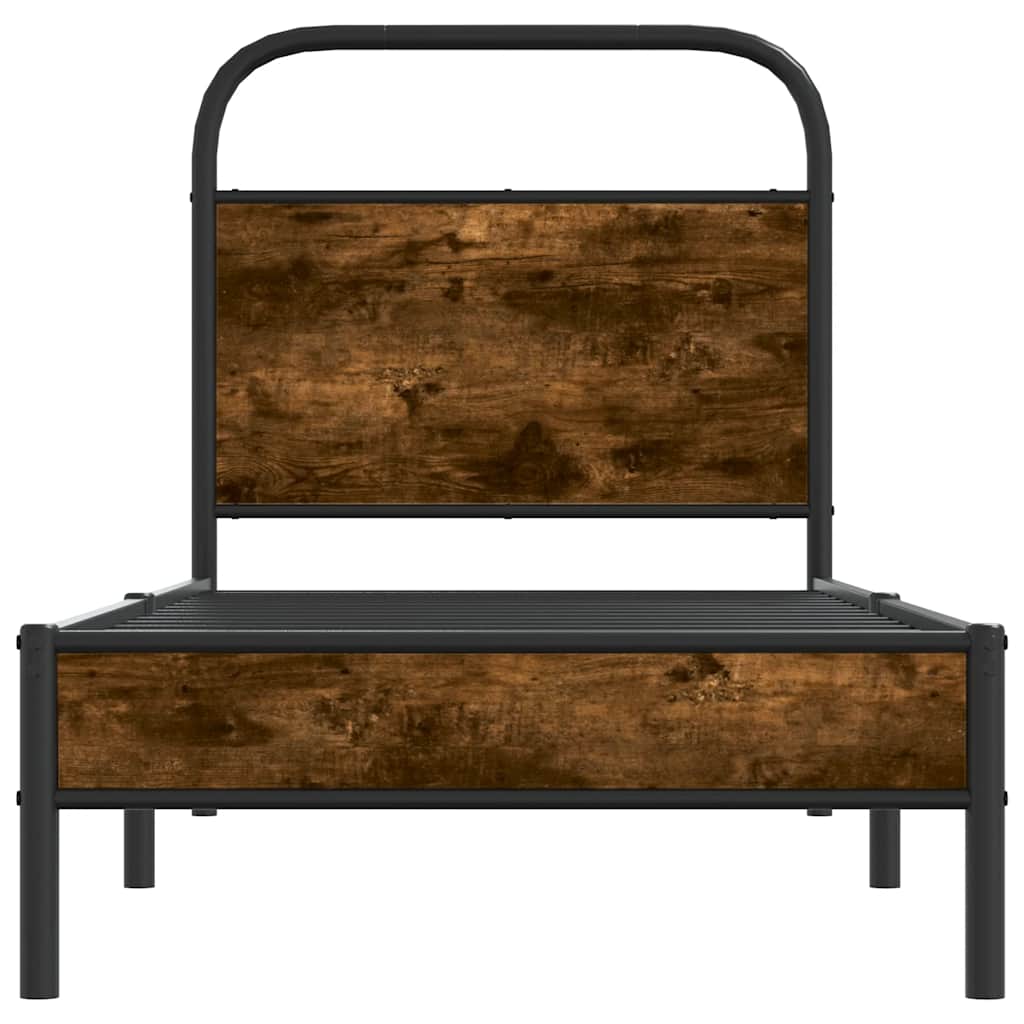 Bettgestell ohne Matratze 75x190 cm Räuchereiche Holzwerkstoff