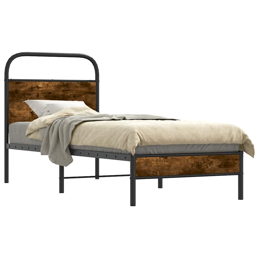Bettgestell ohne Matratze 80x200 cm Räuchereiche Holzwerkstoff