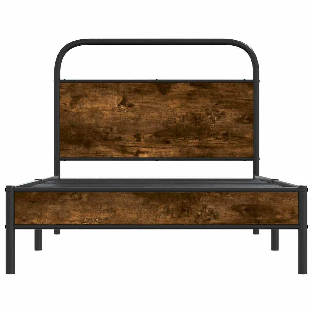 Bettgestell ohne Matratze 90x200 cm Räuchereiche Holzwerkstoff