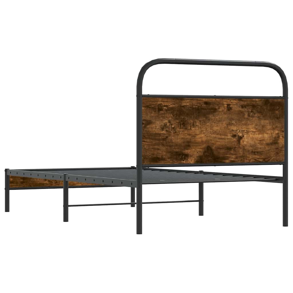 Bettgestell ohne Matratze 100x190 cm Räuchereiche Holzwerkstoff