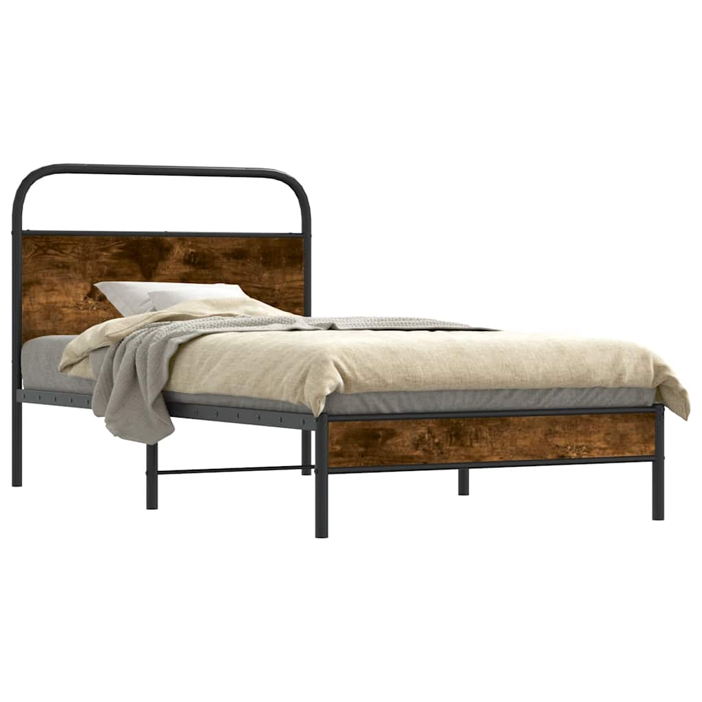 Bettgestell ohne Matratze 100x200 cm Räuchereiche Holzwerkstoff