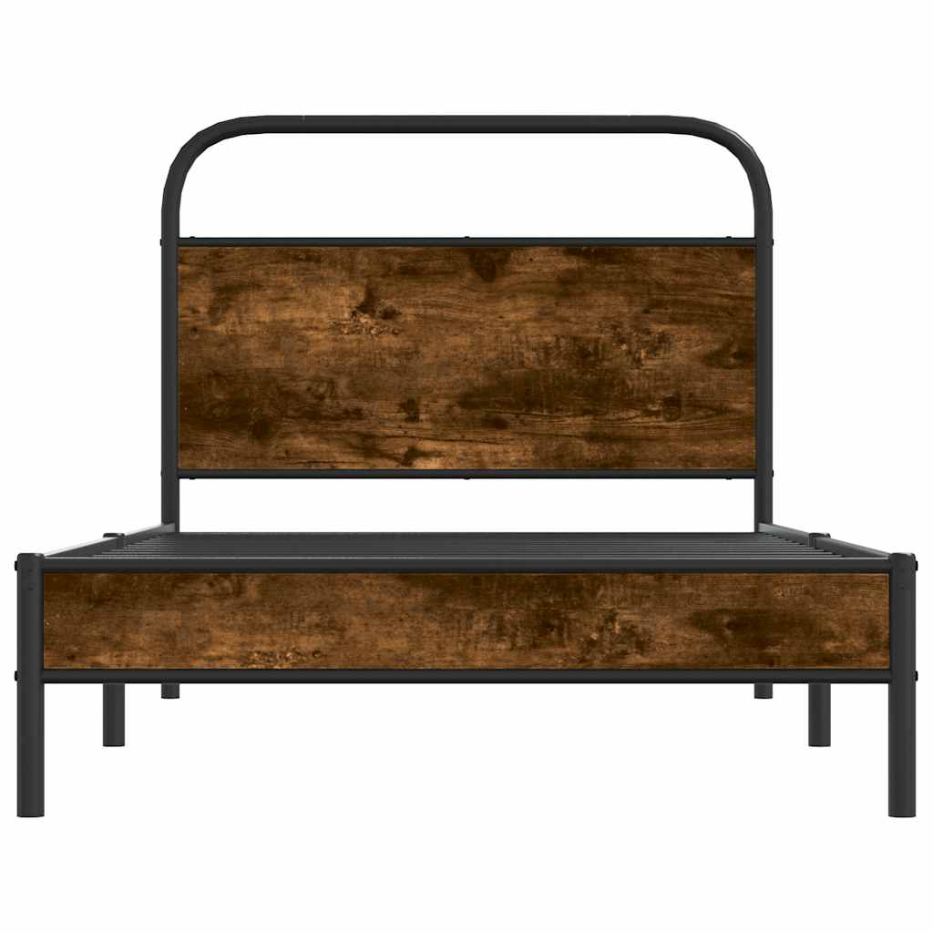 Bettgestell ohne Matratze 100x200 cm Räuchereiche Holzwerkstoff