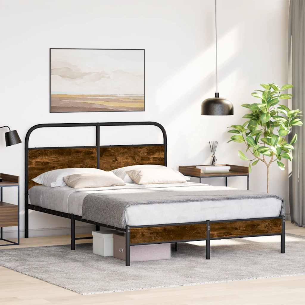 Bettgestell ohne Matratze 120x200 cm Räuchereiche Holzwerkstoff