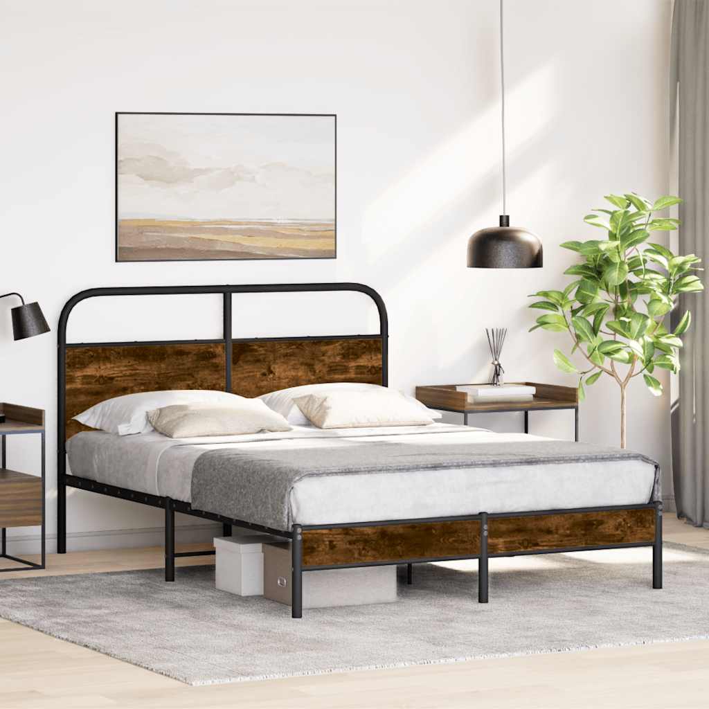 Bettgestell ohne Matratze 140x190 cm Räuchereiche Holzwerkstoff