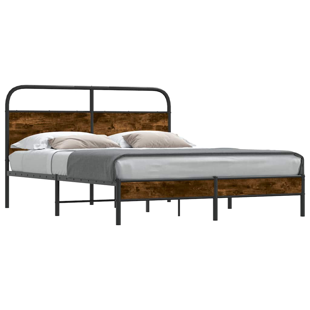 Bettgestell ohne Matratze 150x200 cm Räuchereiche Holzwerkstoff