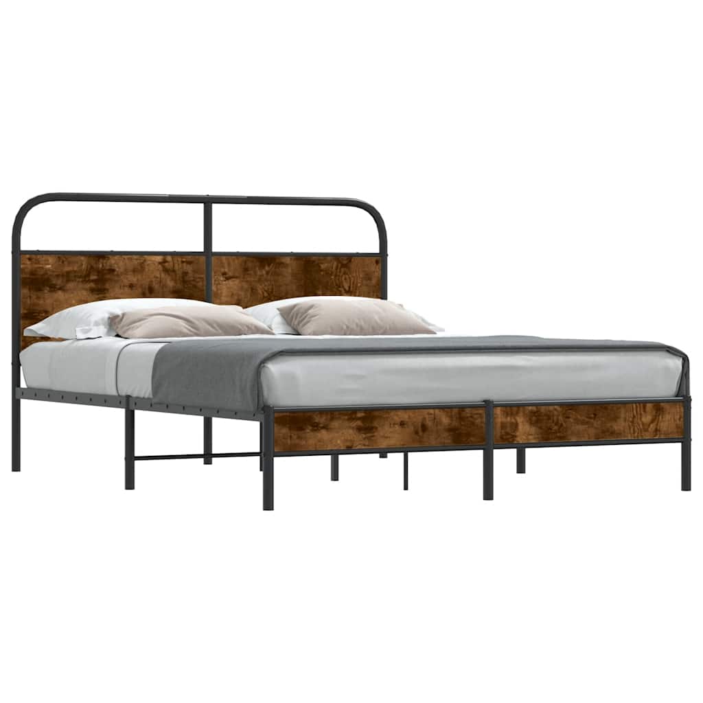 Bettgestell ohne Matratze 160x200 cm Räuchereiche Holzwerkstoff