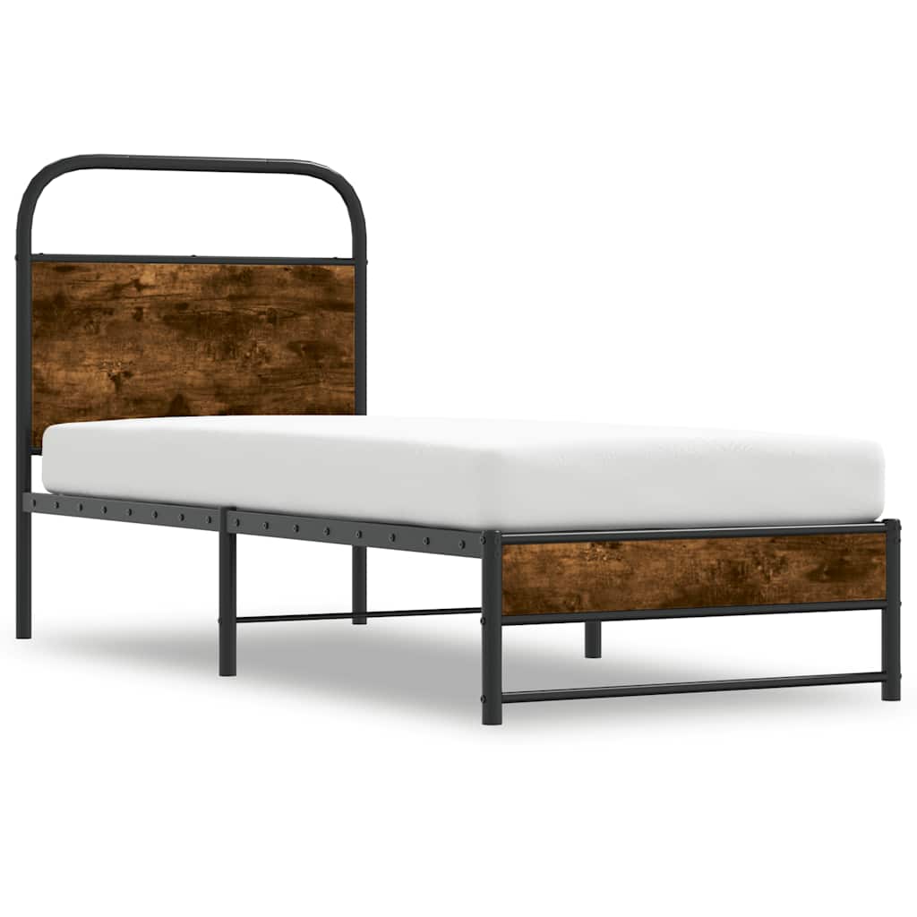 Bettgestell ohne Matratze 75x190 cm Räuchereiche Holzwerkstoff