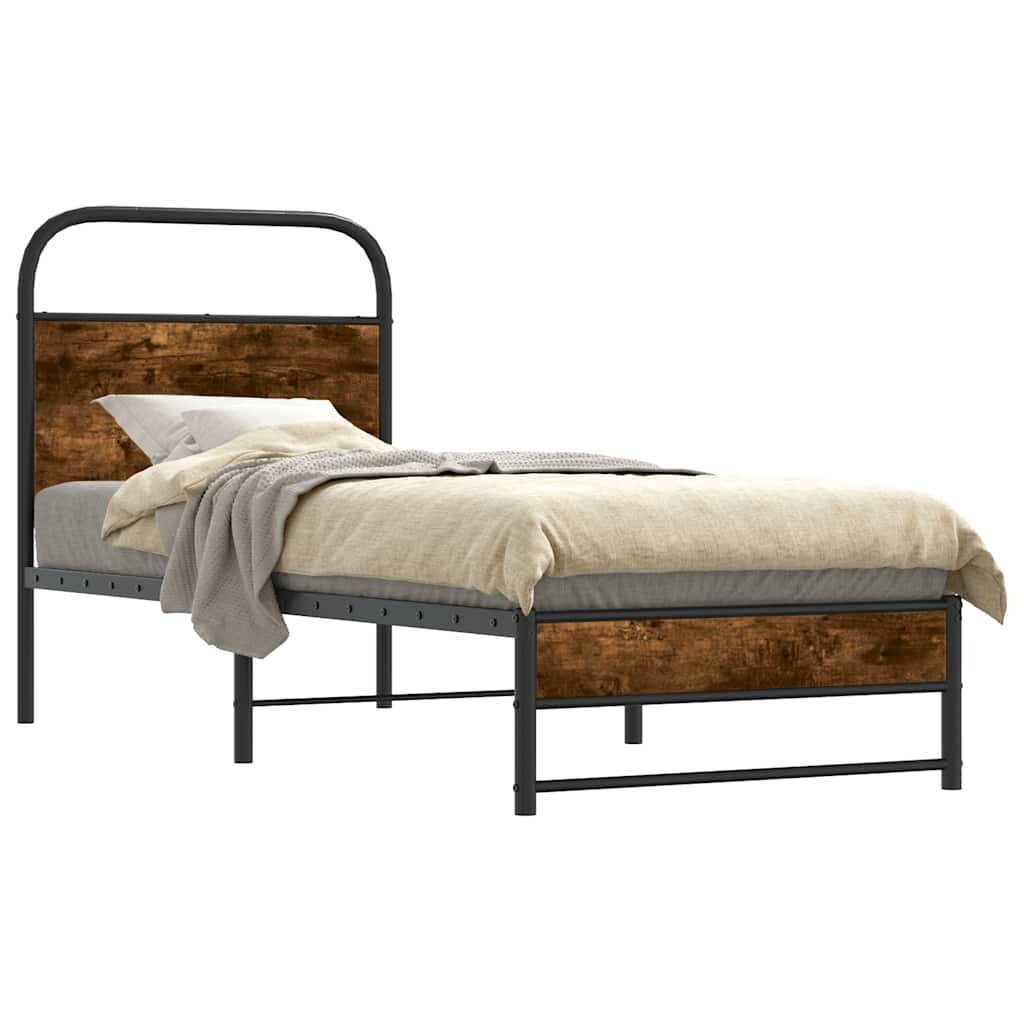 Bettgestell ohne Matratze 80x200 cm Räuchereiche Holzwerkstoff