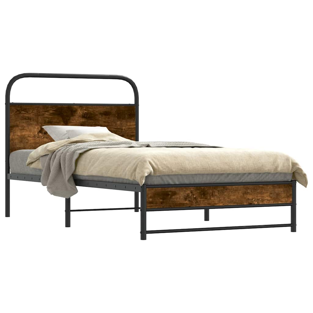 Bettgestell ohne Matratze 90x190 cm Räuchereiche Holzwerkstoff