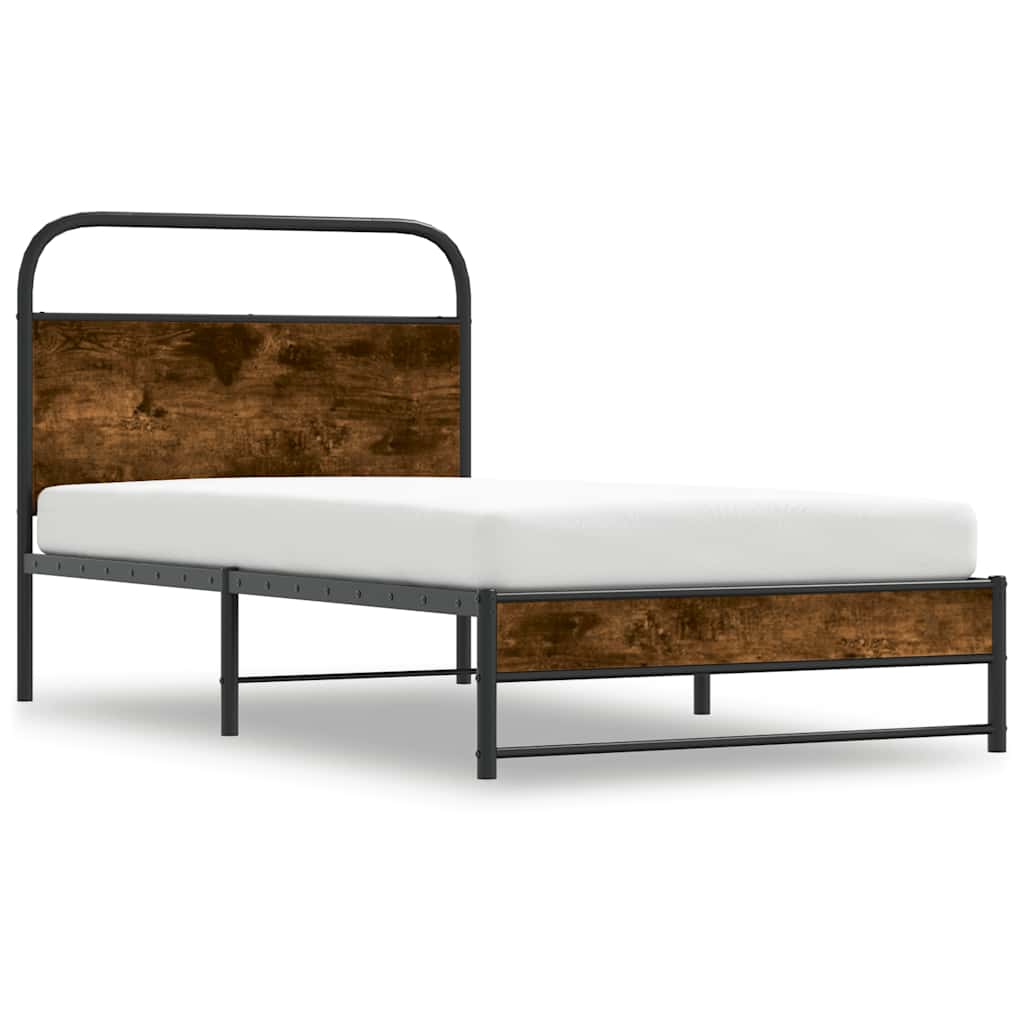 Bettgestell ohne Matratze 90x190 cm Räuchereiche Holzwerkstoff