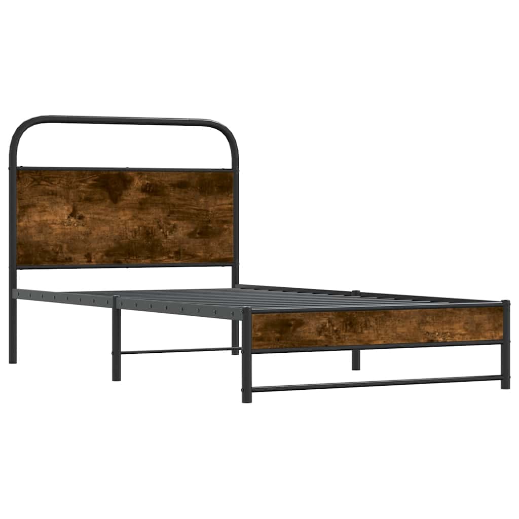 Bettgestell ohne Matratze 100x190 cm Räuchereiche Holzwerkstoff